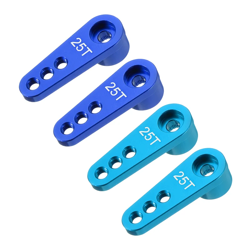 Metal 25T Steering Servo Single Arm Horn Pale Blue & Dark Blue for RC Car 4 Pcs