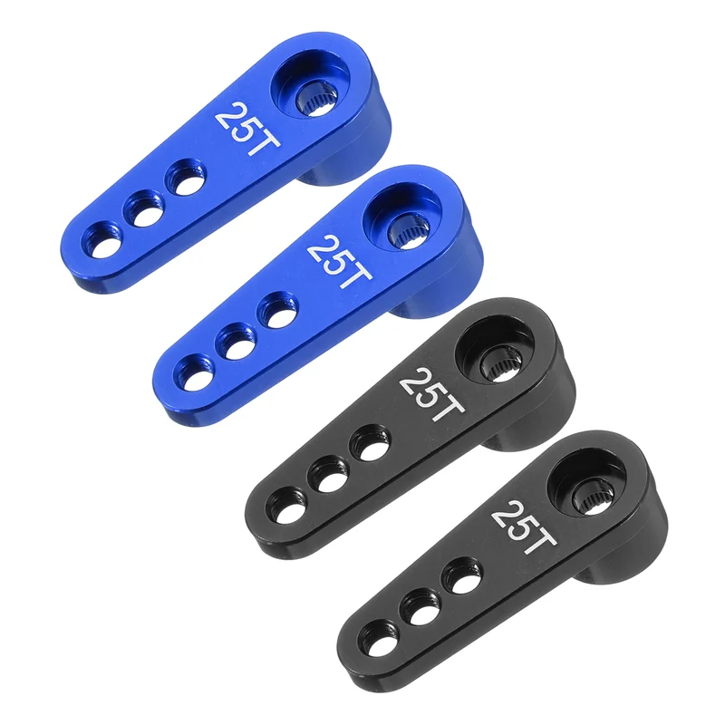 Metal 25T Steering Servo Single Arm Horn Black & Dark Blue for RC Car 4 Pcs