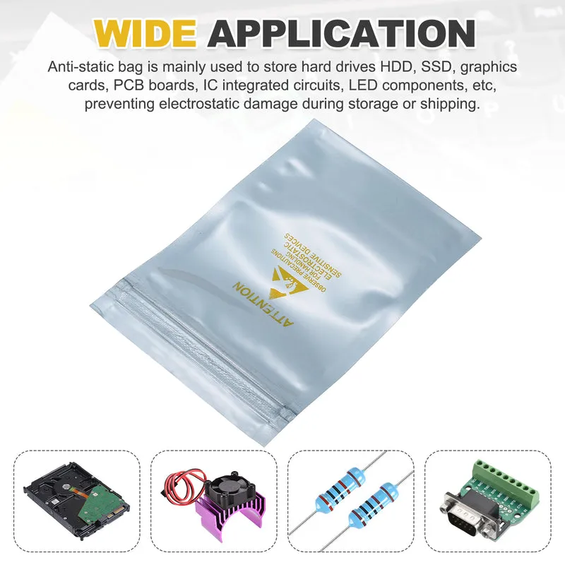100 Pcs Anti Static Shielding Bag 3.1" x 4.7" Resealable ESD Bags, Silver Gray