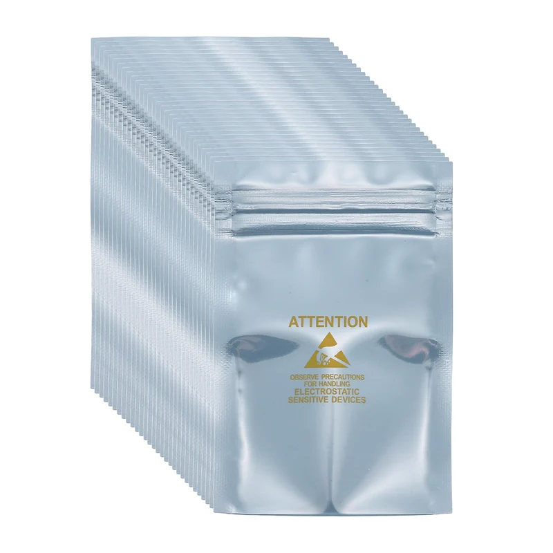 100 Pcs Anti Static Shielding Bag 2.8" x 4.3" Resealable ESD Bags, Silver Gray