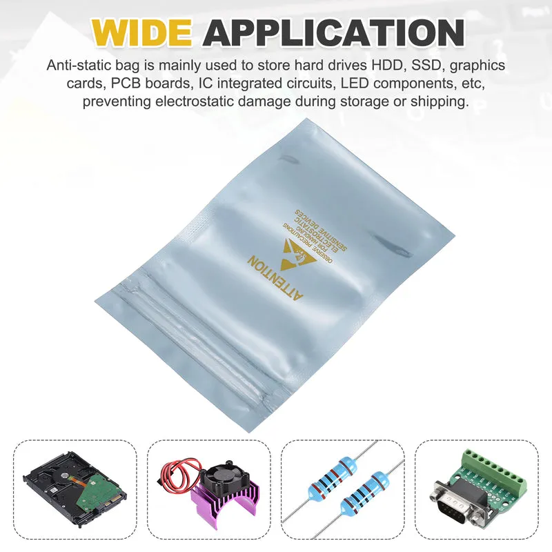 100 Pcs Anti Static Shielding Bag 2.8" x 4.3" Resealable ESD Bags, Silver Gray