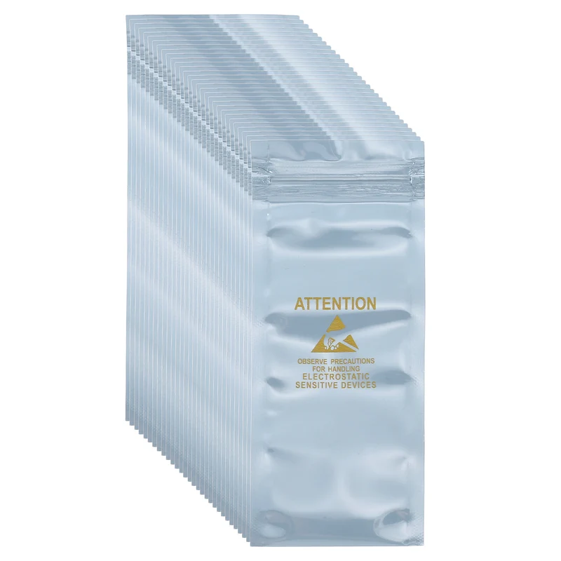 100 Pcs Anti Static Shielding Bag 2.4" x 5.9" Resealable ESD Bags, Silver Gray