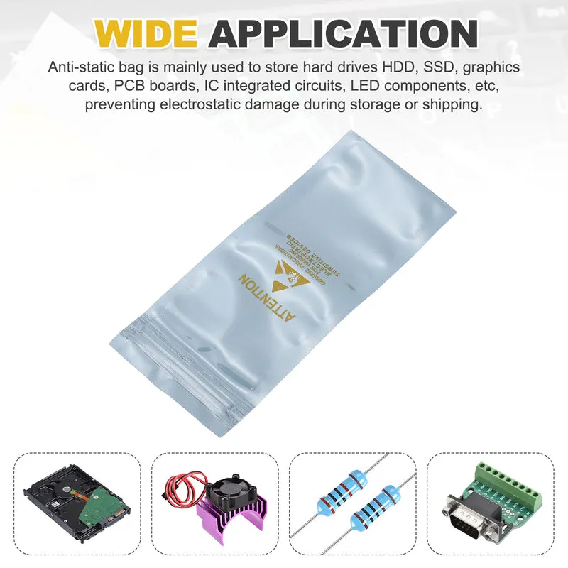100 Pcs Anti Static Shielding Bag 2.4" x 5.9" Resealable ESD Bags, Silver Gray