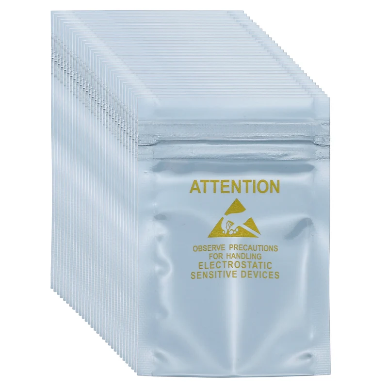 100 Pcs Anti Static Shielding Bag 2.4" x 3.5" Resealable ESD Bags, Silver Gray