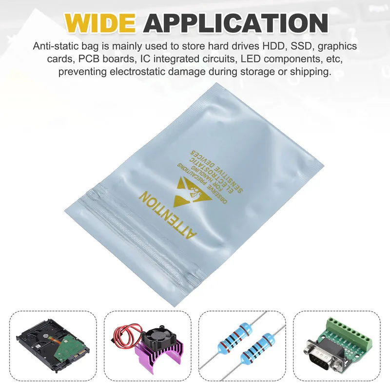 100 Pcs Anti Static Shielding Bag 2.4" x 3.5" Resealable ESD Bags, Silver Gray