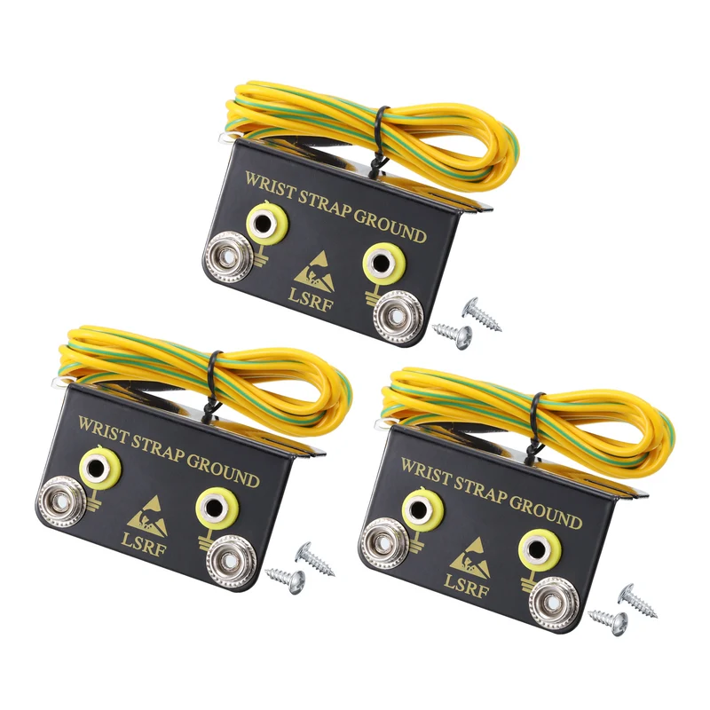 ESD Anti Static Grounding Socket L Shaped ESD Ground Socket Connector 2 Hole for Wrist Strap Grounding, Pack of 3