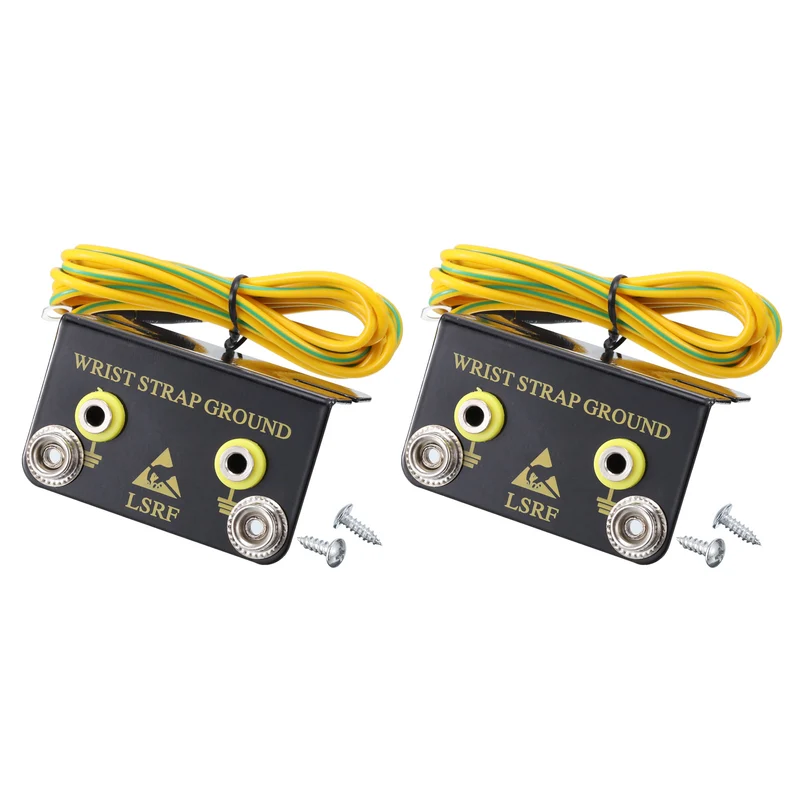 ESD Anti Static Grounding Socket L Shaped ESD Ground Socket Connector 2 Hole for Wrist Strap Grounding, Pack of 2