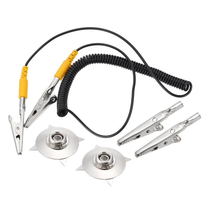 ESD Anti Static Ground Cable ESD Grounding Cord with Alligator Clip Claw for Eliminate Conductor Electrostatic