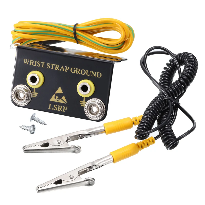 ESD Anti Static Grounding Socket L-Shaped ESD Ground Connector, for Wrist Strap Grounding