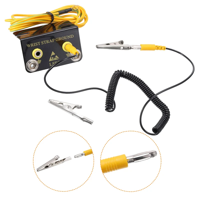 ESD Anti Static Grounding Socket L-Shaped ESD Ground Connector, for Wrist Strap Grounding