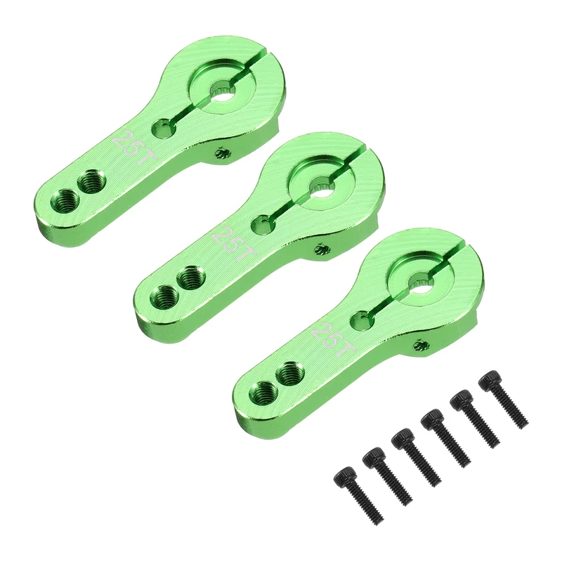 3 Pcs Aluminum Alloy 25T Steering Servo Arm Horn for DIY RC Car, Green