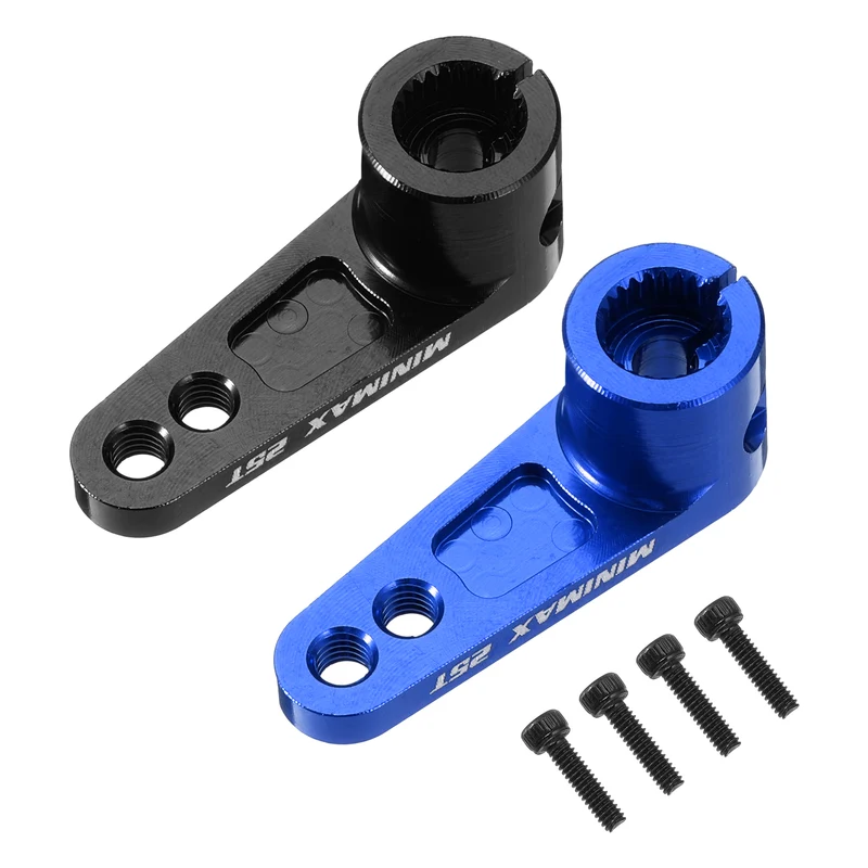 Aluminum Alloy 25T Steering Servo Arm Horn Black/Dark Blue for RC Car 2 Pcs