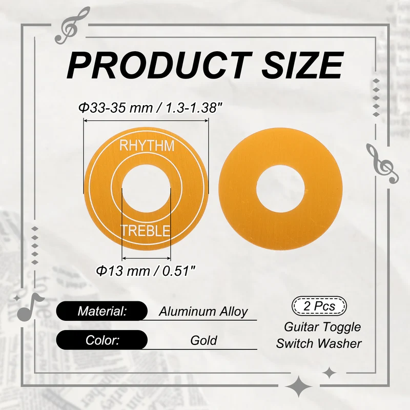 2 Pcs Guitar Toggle Switch Washer, Aluminum Plate for Electric Guitar Gold