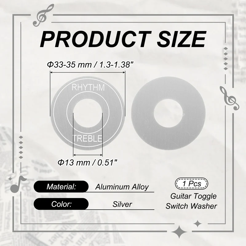 Guitar Toggle Switch Washer, Aluminum Plate for Electric Guitar Silver