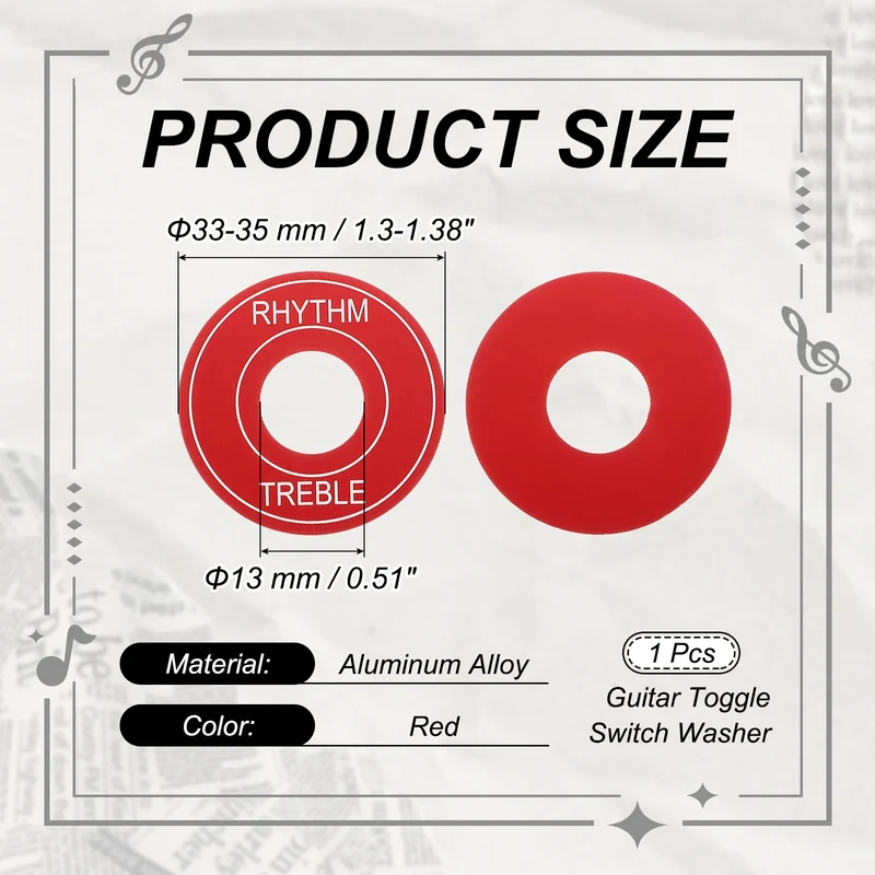 Guitar Toggle Switch Washer, Aluminum Plate for Electric Guitar Red
