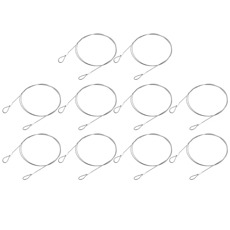 10Pcs Lanyard Cable, 100cm x 1.5mm Stainless Steel Wire Cable with Loops, Silver