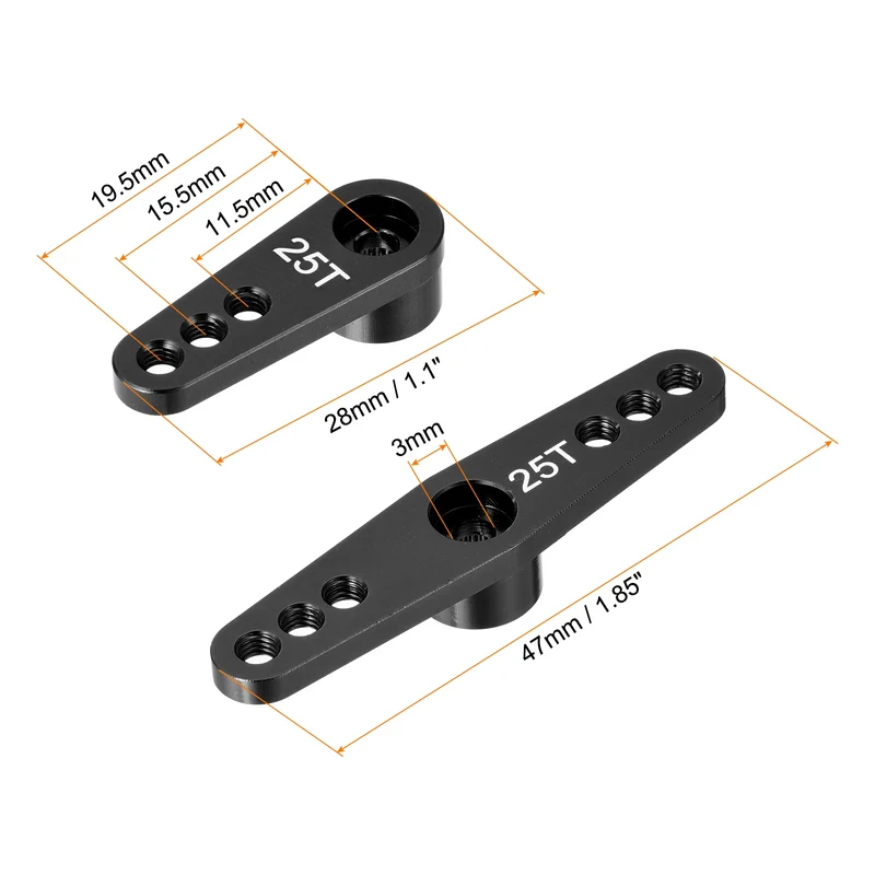 1 Set Aluminum Servo Horn 25T Servo Horn Steering Double Arms Black