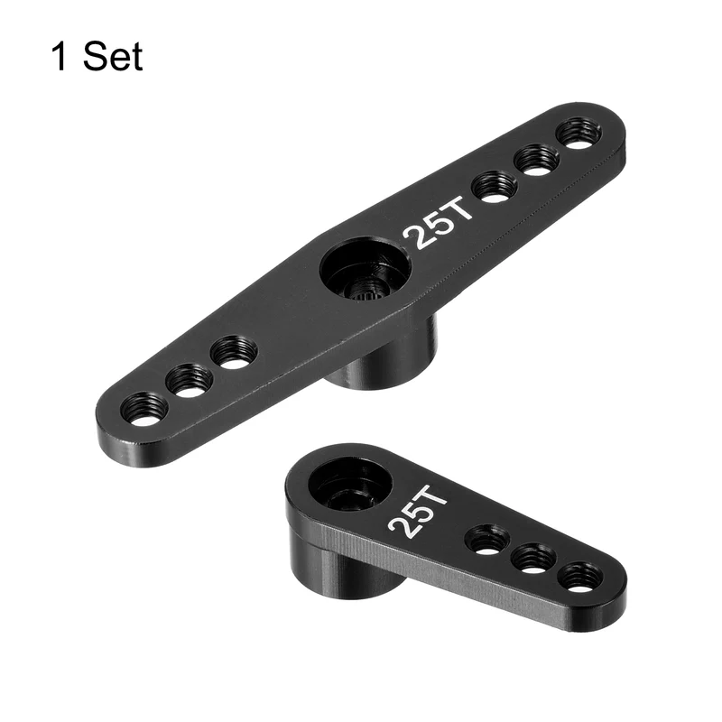 1 Set Aluminum Servo Horn 25T Servo Horn Steering Double Arms Black