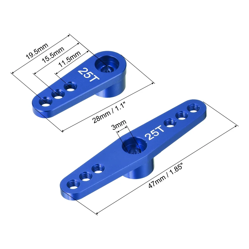 1 Set Aluminum Servo Horn 25T Servo Horn Steering Double Arms Deep Blue