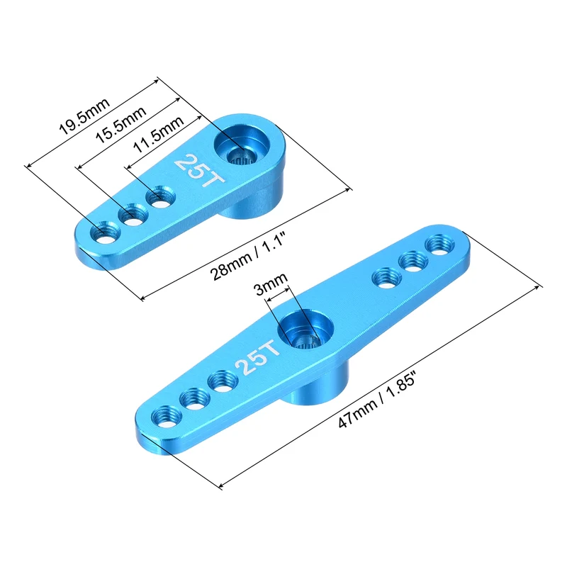 1 Set Aluminum Servo Horn 25T Servo Horn Steering Double Arms Sky Blue
