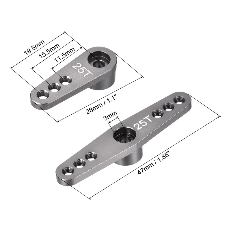 1 Set Aluminum Servo Horn 25T Servo Horn Steering Double Arms Bright Gray