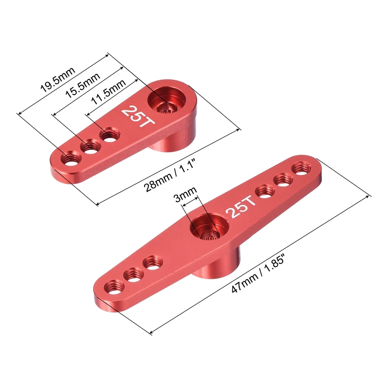 1 Set Aluminum Servo Horn 25T Servo Horn Steering Double Arms Red