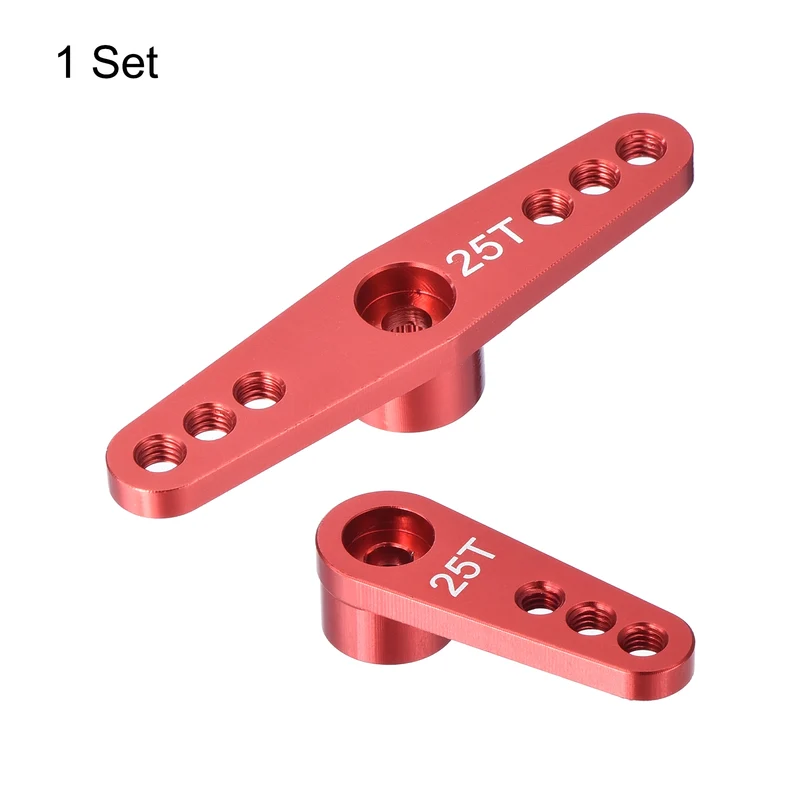1 Set Aluminum Servo Horn 25T Servo Horn Steering Double Arms Red