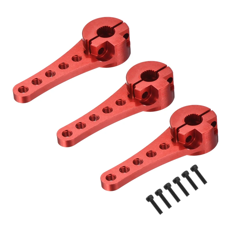 3 Pcs Aluminum Servo Horn Long 25T Steering Arm 46mm Length Red