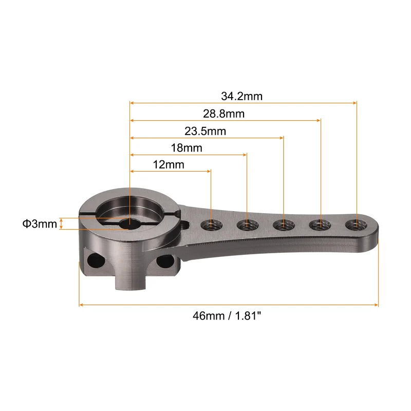 3 Pcs Aluminum Servo Horn Long 25T Steering Arm 46mm Length Bright Gray