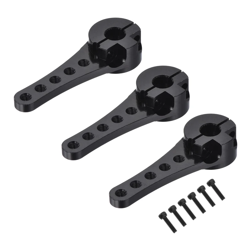 3 Pcs Aluminum Servo Horn Long 25T Steering Arm 46mm Length Black