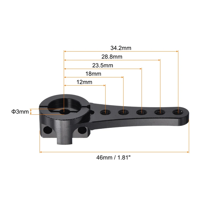 3 Pcs Aluminum Servo Horn Long 25T Steering Arm 46mm Length Black