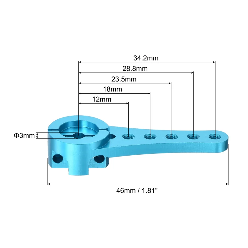 Aluminum Servo Horn Long 25T Steering Arm 46mm Length Sky Blue