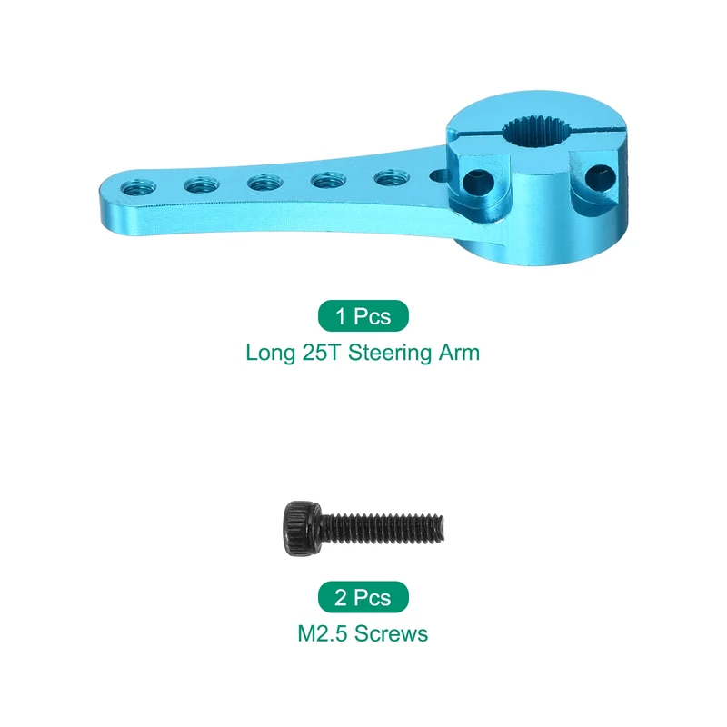 Aluminum Servo Horn Long 25T Steering Arm 46mm Length Sky Blue