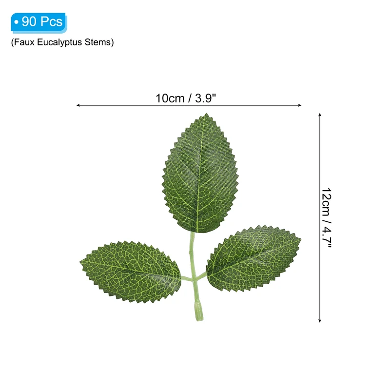 4.7x3.9" Artificial Green Leaves, 90 Pcs Bulk Greenery Leaves Fake Rose Flower Leaves Fake Leaves for Wedding Bouquets Wreaths Decor