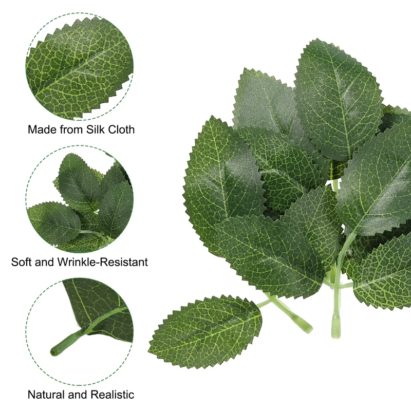 4.7x3.9" Artificial Green Leaves, 90 Pcs Bulk Greenery Leaves Fake Rose Flower Leaves Fake Leaves for Wedding Bouquets Wreaths Decor