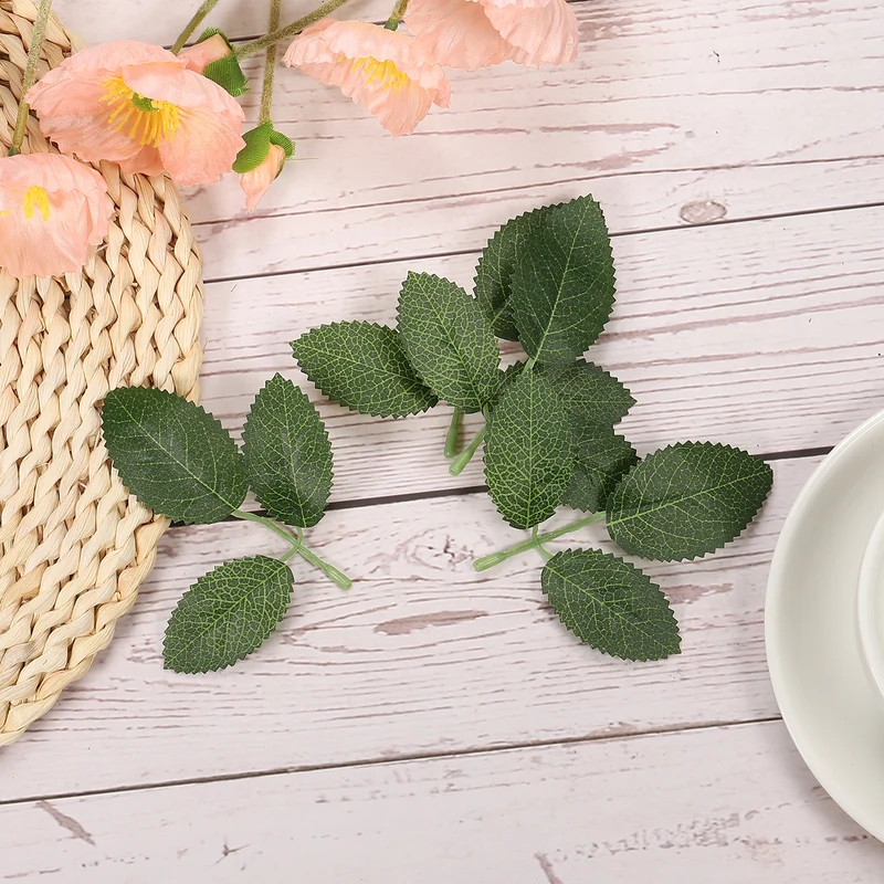 4.7x3.9" Artificial Green Leaves, 60 Pcs Bulk Greenery Leaves Fake Rose Flower Leaves Fake Leaves for Wedding Bouquets Wreaths Decor