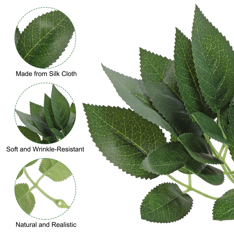 10.2x4.7" Artificial Green Leaves, 60 Pcs Bulk Greenery Leaves Fake Rose Flower Leaves Fake Leaves for Wedding Bouquets Wreaths Decor