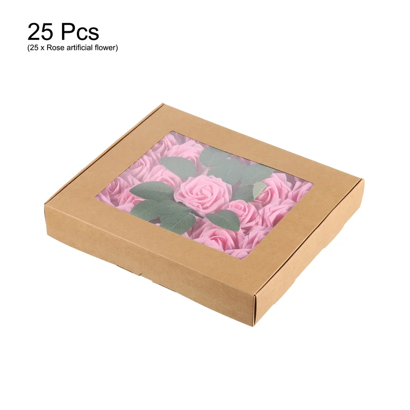 Artificial Rose Flower Heads, Dark Pink Mini Faux Flowers 3.15 Inch 25Pcs
