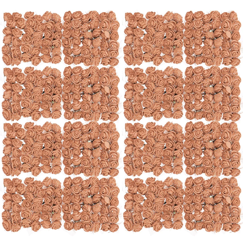Artificial Rose Flower Heads, Brown Mini Faux Flowers 0.8 Inch-1 Inch 288Pcs