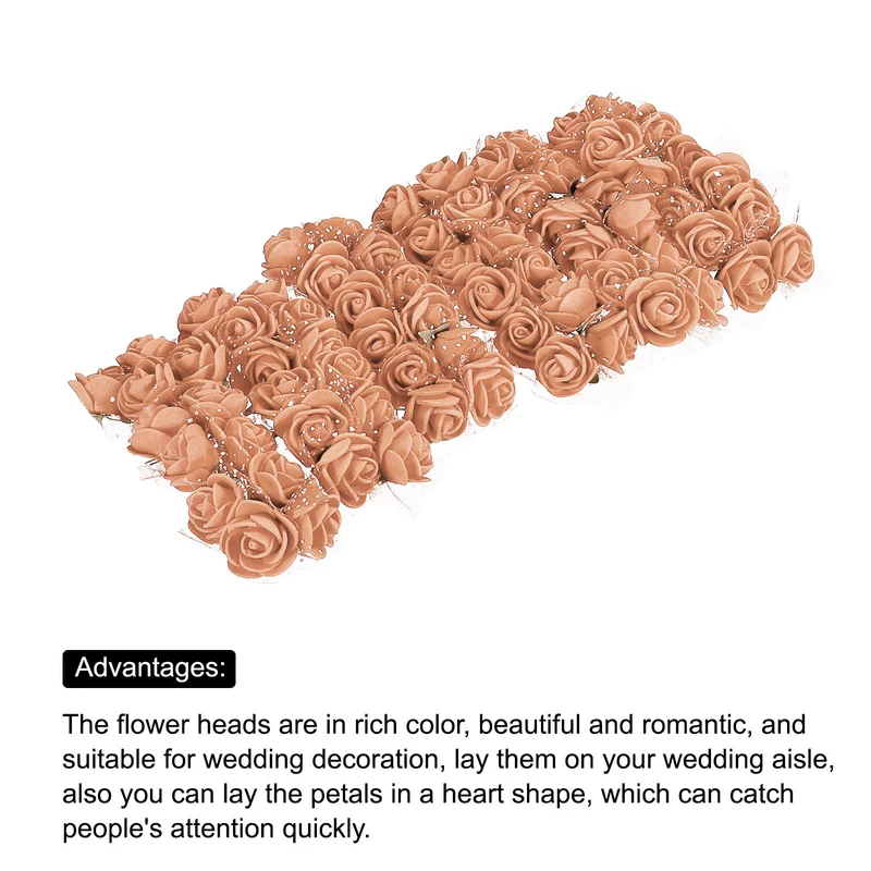Artificial Rose Flower Heads, Brown Mini Faux Flowers 0.8 Inch-1 Inch 288Pcs