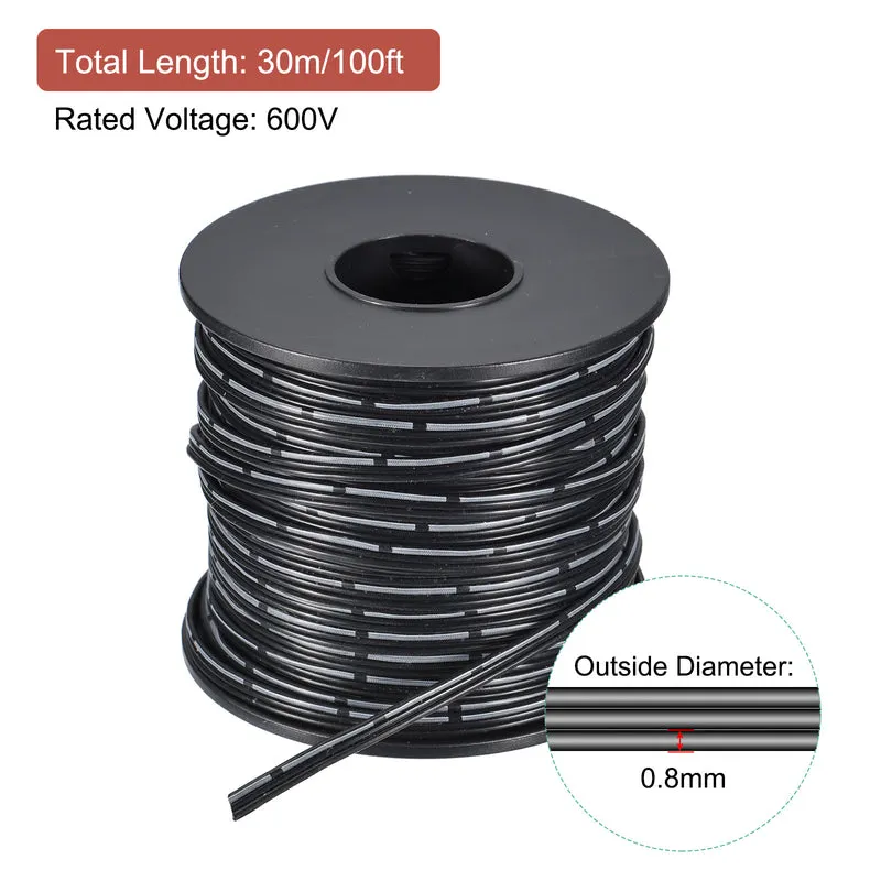 30AWG Ribbon Cable Silicone Wire 3Pin 30 Gauge Ribbon Wire Flat Silicone Cable 30m/100ft Black Stranded Tinned Copper Wire