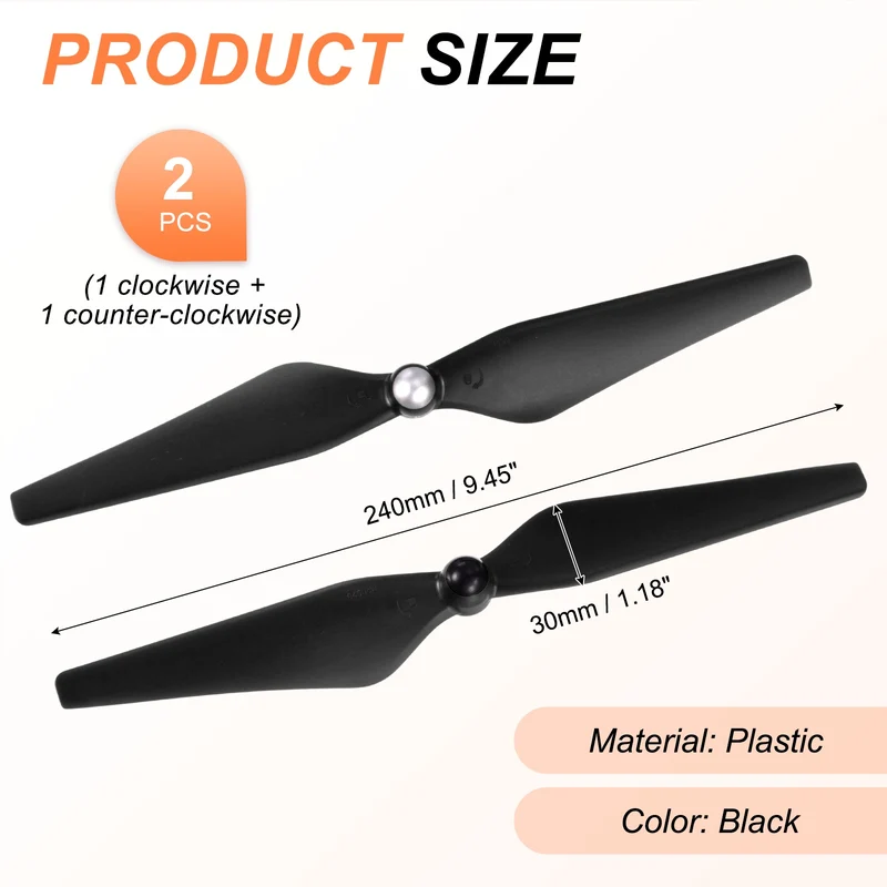 2Pcs 9Inch Plastic Propellers Self-Tightening for Phantom 3 Black