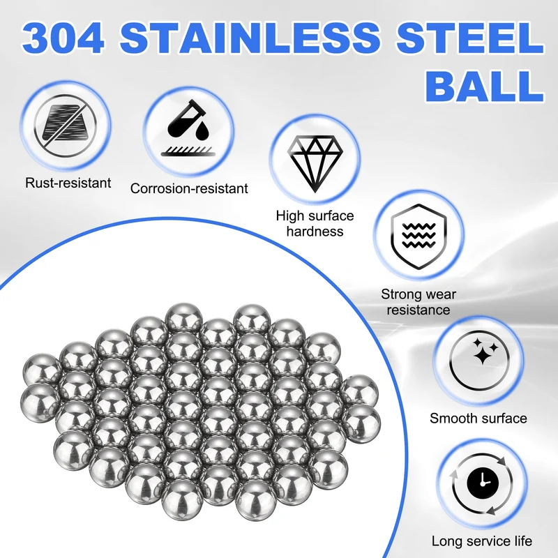 50-Pack Bearing Balls, 9mm 304 Stainless Steel G100 Metal Precision Balls