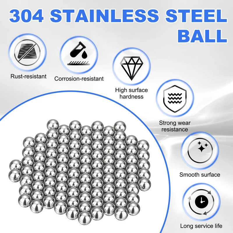 100-Pack Bearing Balls, 8mm 304 Stainless Steel G100 Metal Precision Balls