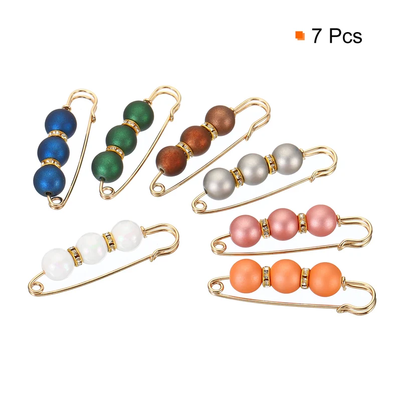 Pearl Brooch Pins 2.3 Inch Faux Pearl Clips, 7 Colors, 7pcs