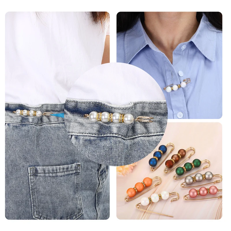 Pearl Brooch Pins 2.3 Inch Faux Pearl Clips, 7 Colors, 7pcs