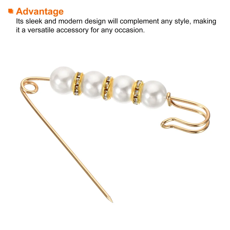 Pearl Brooch Pins 6 Styles 1.5/2.3/3 Inch Faux Pearl Clips, White, 6pcs