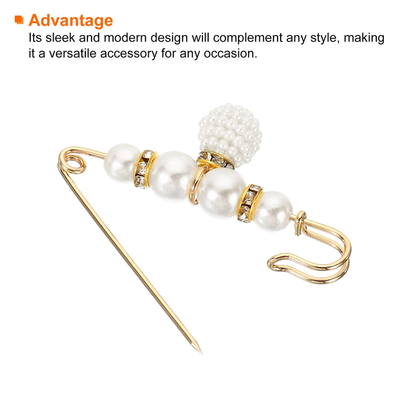 Pearl Brooch Pins 3 Styles 1.5/2.3/2.3 Inch Faux Pearl Clips, White, 6pcs