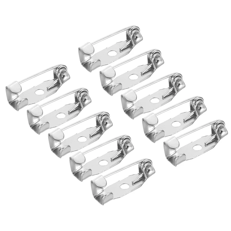 150Pcs Safety Bar Pins 15mm Brooch Clasp Pin Backs for ID Badges, Silver Tone