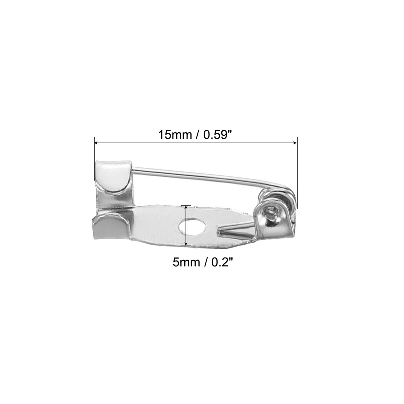 150Pcs Safety Bar Pins 15mm Brooch Clasp Pin Backs for ID Badges, Silver Tone